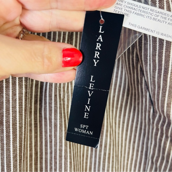 NWT Larry Levine brown white stripe cropped coastal sailor wide leg pants 18W - Picture 5 of 8